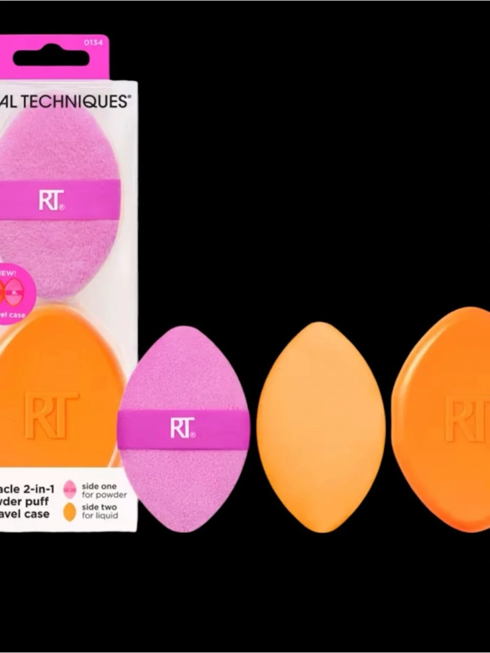 Real Techniques Miracle 2-in-1 Powder Puff + Travel Case , 2 Piece Set